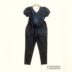 Denim black jumpsuit with puffy sleeves from city chic size 24